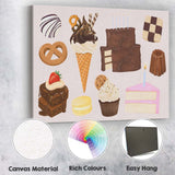 Chocolate Desserts and Sweet Treats Watercolour Illustration Canvas Wall Art Print Decor Picture Ready to Hang