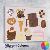 Chocolate Desserts and Sweet Treats Watercolour Illustration Canvas Wall Art Print Decor Picture Ready to Hang