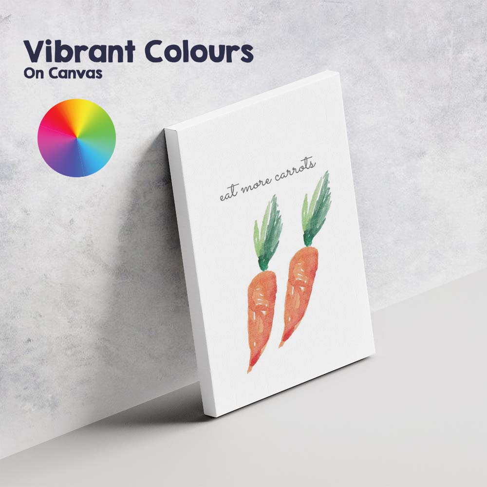 Watercolour Eat More Carrots Kitchen Quote Canvas Wall Art Print Decor Picture Ready to Hang