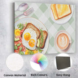 Healthy Breakfast Eggs on Toast Coffee Brunch Watercolour Canvas Wall Art Print Decor Picture Ready to Hang