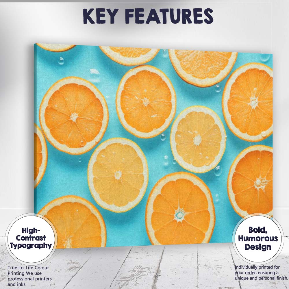 Fresh Orange and Lemon Slice Water Pattern Canvas Wall Art Print Decor Picture Ready to Hang