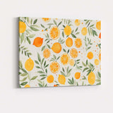 Watercolour Lemon and Orange Botanical Repeat Pattern Canvas Wall Art Print Decor Picture Ready to Hang