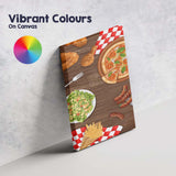 Watercolour Pizza Fried Chicken Sausage and Fries Food Illustration Canvas Wall Art Print Decor Picture Ready to Hang