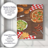 Watercolour Pizza Fried Chicken Sausage and Fries Food Illustration Canvas Wall Art Print Decor Picture Ready to Hang