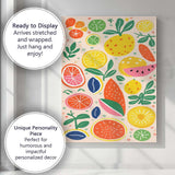 Playful Colourful Citrus Fruit Abstract Pattern Canvas Wall Art Print Decor Picture Ready to Hang