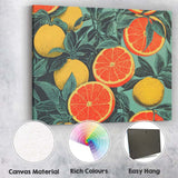 Retro Grapefruit Lemon and Citrus Botanical Pattern Canvas Wall Art Print Decor Picture Ready to Hang