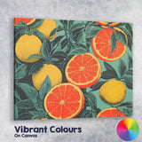 Retro Grapefruit Lemon and Citrus Botanical Pattern Canvas Wall Art Print Decor Picture Ready to Hang