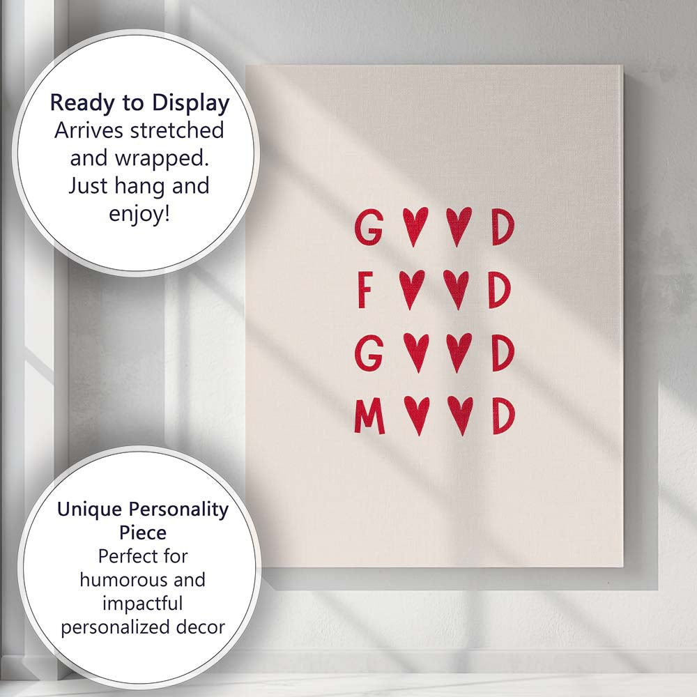 Minimalist Good Food Good Mood Typography Canvas Wall Art Print Decor Picture Ready to Hang