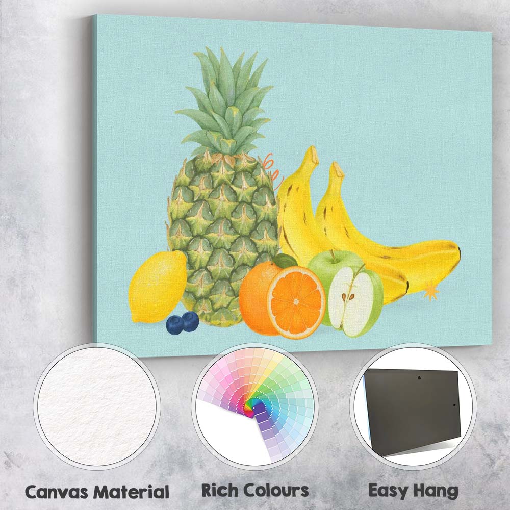 Tropical Mixed Fruit Watercolour Still Life Canvas Wall Art Print Decor Picture Ready to Hang