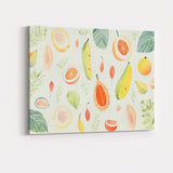 Soft Watercolour Tropical Fruit Botanical Repeat Pattern Canvas Wall Art Print Decor Picture Ready to Hang