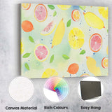 Fresh Lemon and Pink Grapefruit Watercolour Repeat Pattern Canvas Wall Art Print Decor Picture Ready to Hang