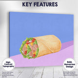 Watercolour Chicken Salad Wrap Food Illustration Canvas Wall Art Print Decor Picture Ready to Hang