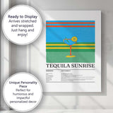 Retro Tequila Sunrise Cocktail Recipe Kitchen Canvas Wall Art Print Decor Picture Ready to Hang