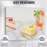 Watercolour Citrus Cheesecake Dessert and Grapefruit Cocktail Canvas Wall Art Print Decor Picture Ready to Hang