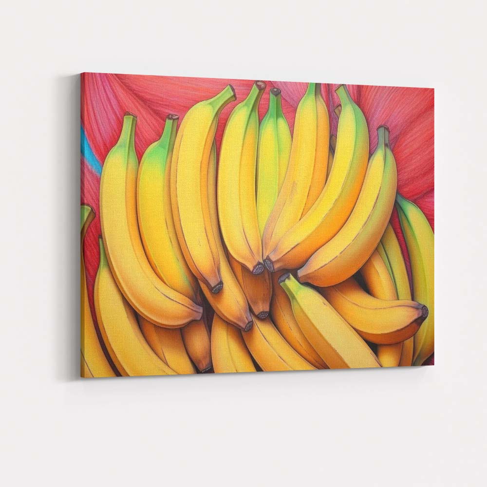Colourful Ripe Banana Cluster Contemporary Fruit Canvas Wall Art Print Decor Picture Ready to Hang