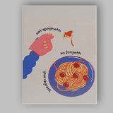 Minimalist Funny Eat Spaghetti Quote Kitchen Illustration Canvas Wall Art Print Decor Picture Ready to Hang