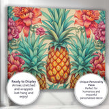 Tropical Pineapple Floral Botanical Pattern Canvas Wall Art Print Decor Picture Ready to Hang