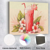 Pink Strawberry Smoothie Hibiscus Tropical Drink Canvas Wall Art Print Decor Picture Ready to Hang