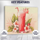 Pink Strawberry Smoothie Hibiscus Tropical Drink Canvas Wall Art Print Decor Picture Ready to Hang