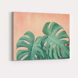 Soft Green Monstera Leaves Minimalist Botanical Canvas Wall Art Print Decor Picture Ready to Hang