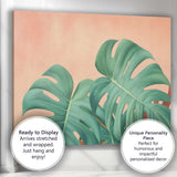 Soft Green Monstera Leaves Minimalist Botanical Canvas Wall Art Print Decor Picture Ready to Hang