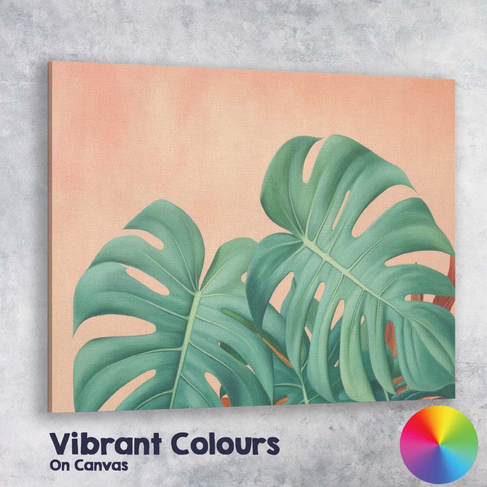 Soft Green Monstera Leaves Minimalist Botanical Canvas Wall Art Print Decor Picture Ready to Hang