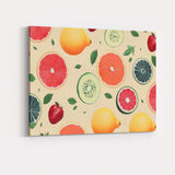 Fresh Citrus Kiwi Strawberry Fruit Repeat Pattern Canvas Wall Art Print Decor Picture Ready to Hang