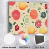 Fresh Citrus Kiwi Strawberry Fruit Repeat Pattern Canvas Wall Art Print Decor Picture Ready to Hang