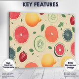 Fresh Citrus Kiwi Strawberry Fruit Repeat Pattern Canvas Wall Art Print Decor Picture Ready to Hang