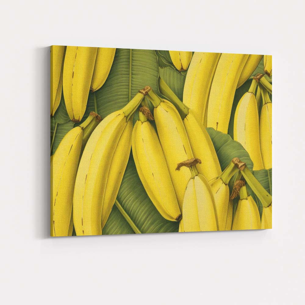 Realistic Banana Bunch Tropical Fruit Pattern Canvas Wall Art Print Decor Picture Ready to Hang