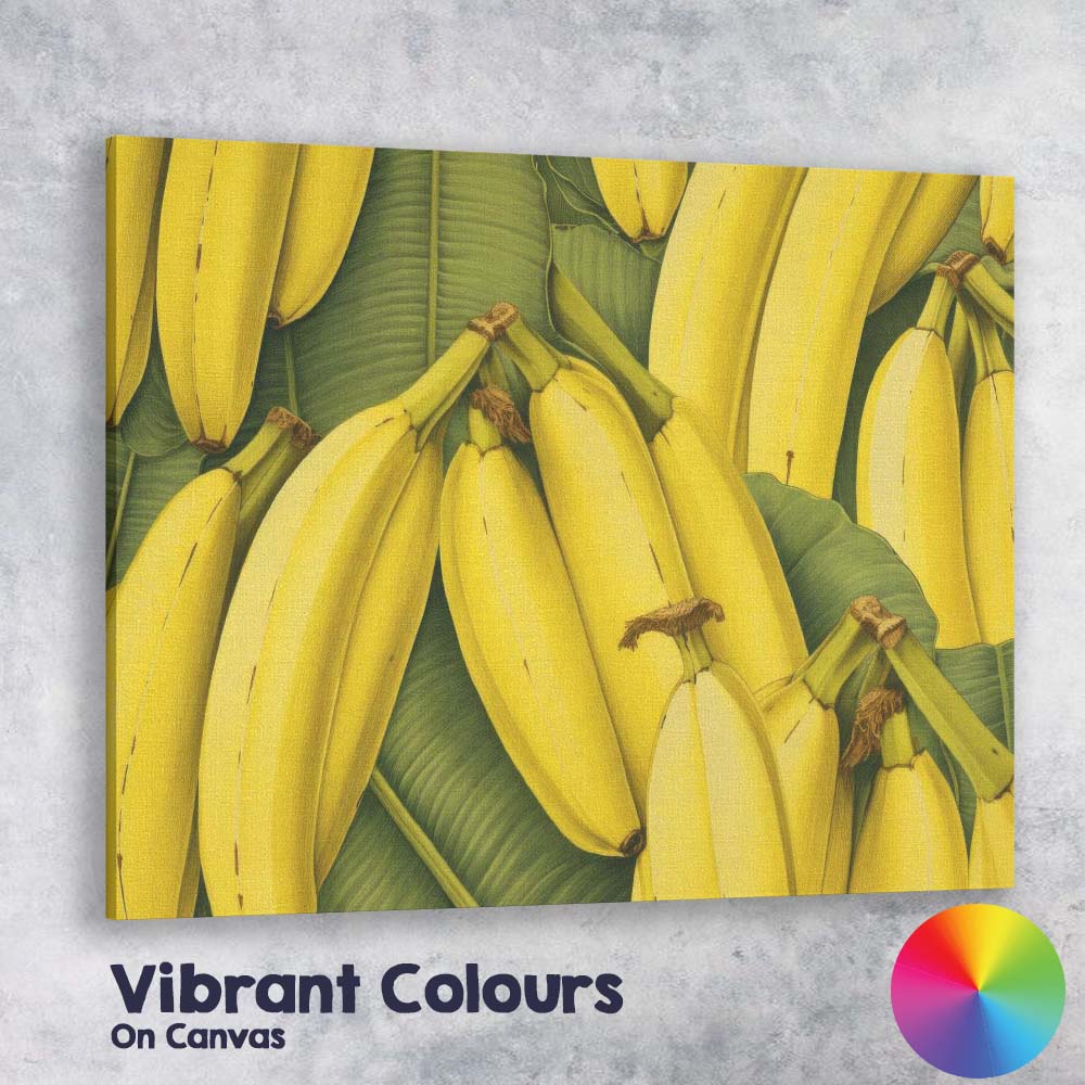 Realistic Banana Bunch Tropical Fruit Pattern Canvas Wall Art Print Decor Picture Ready to Hang