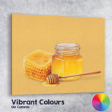 Golden Honey Jar Honeycomb Beekeeping Illustration Canvas Wall Art Print Decor Picture Ready to Hang