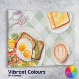 Healthy Breakfast Eggs Toast and Latte Kitchen Canvas Wall Art Print Decor Picture Ready to Hang