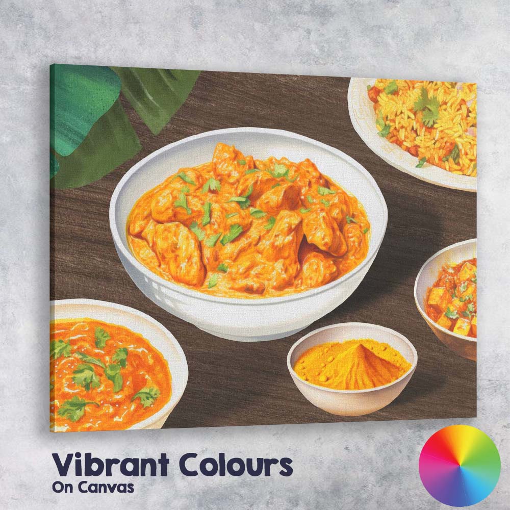 Creamy Butter Chicken Curry Indian Cuisine Canvas Wall Art Print Decor Picture Ready to Hang