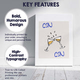 Cheers Cocktail Glasses Minimalist Quote Canvas Wall Art Print Decor Picture Ready to Hang