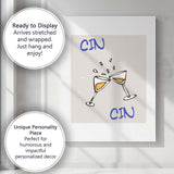 Cheers Cocktail Glasses Minimalist Quote Canvas Wall Art Print Decor Picture Ready to Hang