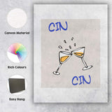 Cheers Cocktail Glasses Minimalist Quote Canvas Wall Art Print Decor Picture Ready to Hang