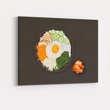 Korean Bibimbap Rice Bowl with Kimchi Canvas Wall Art Print Decor Picture Ready to Hang