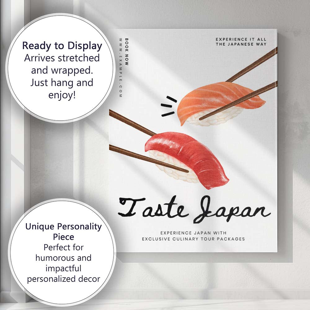 Japanese Sushi Chopsticks Minimalist Food Poster Canvas Wall Art Print Decor Picture Ready to Hang