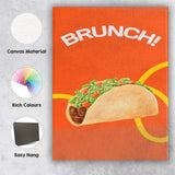 Bright Orange Brunch Taco Food Illustration Canvas Wall Art Print Decor Picture Ready to Hang