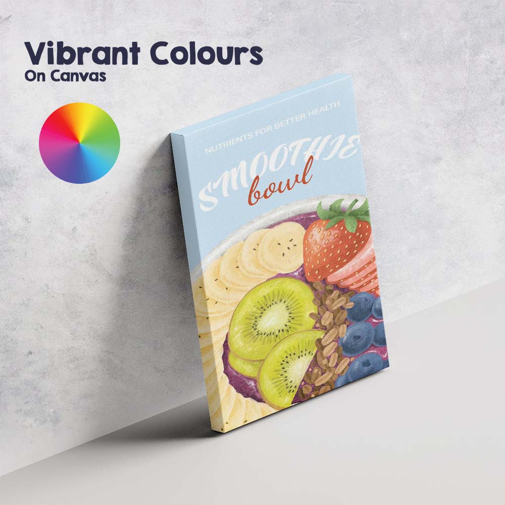 Fresh Fruit Smoothie Bowl Healthy Breakfast Illustration Canvas Wall Art Print Decor Picture Ready to Hang