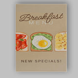 Breakfast Toast Selection Watercolour Menu Illustration Canvas Wall Art Print Decor Picture Ready to Hang