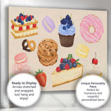 Watercolour Assorted Cakes Cupcakes and Sweet Treats Collection Canvas Wall Art Print Decor Picture Ready to Hang