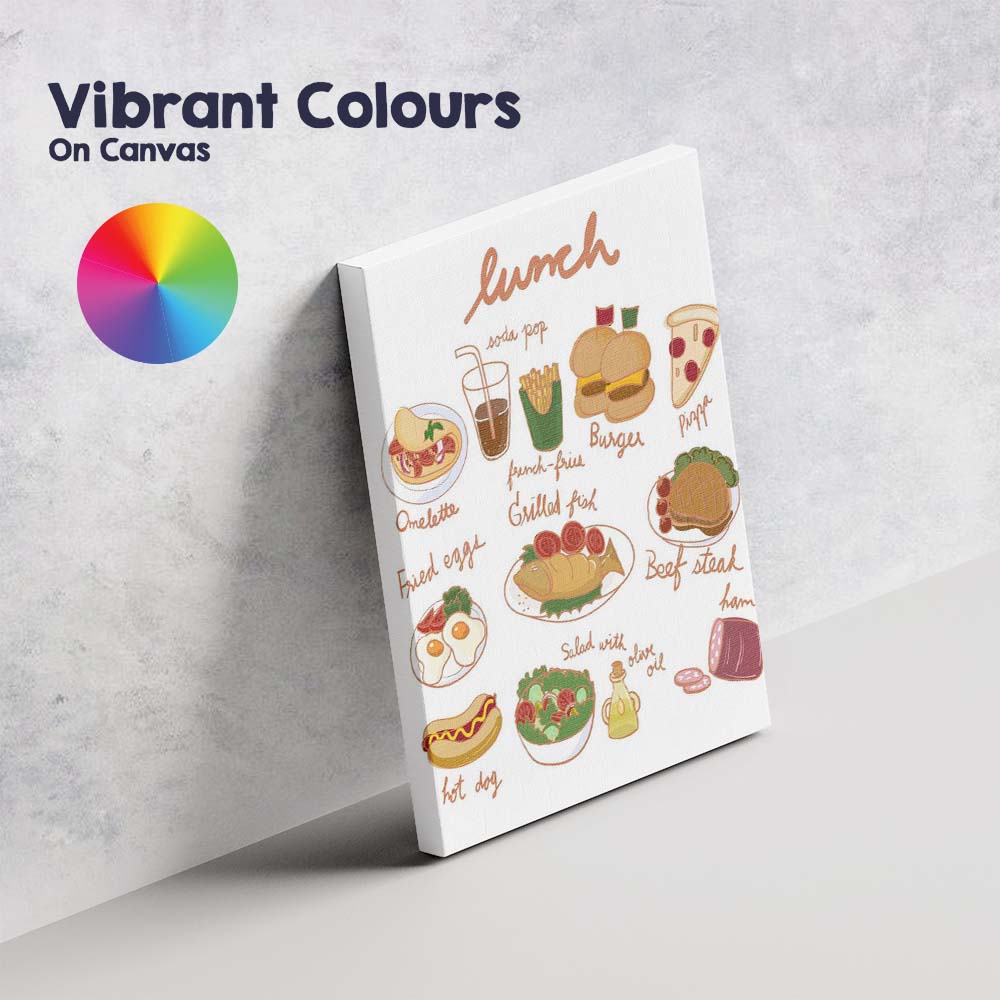 Hand Drawn Lunch Menu Food Illustration Kitchen Poster Canvas Wall Art Print Decor Picture Ready to Hang
