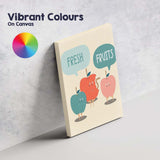 Cute Fresh Apples Cartoon Fruit Typography Illustration Canvas Wall Art Print Decor Picture Ready to Hang