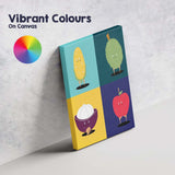 Cute Corn Durian Mangosteen Apple Character Pop Art Grid Canvas Wall Art Print Decor Picture Ready to Hang