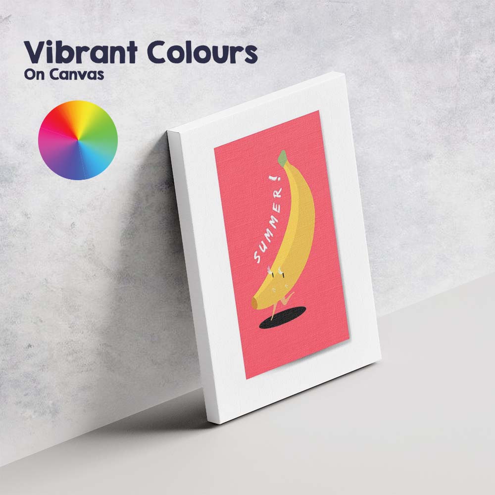Summer Banana Cute Fruit Character Minimalist Nursery Illustration Canvas Wall Art Print Decor Picture Ready to Hang