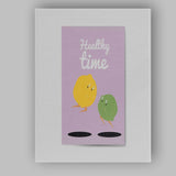 Healthy Time Cute Lemon Lime Character Nursery Illustration Canvas Wall Art Print Decor Picture Ready to Hang