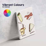 Colourful Fast Food Burrito Bacon Noodles Sandwich Illustration Canvas Wall Art Print Decor Picture Ready to Hang