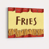 French Fries Seamless Border Pattern Fast Food Illustration Canvas Wall Art Print Decor Picture Ready to Hang